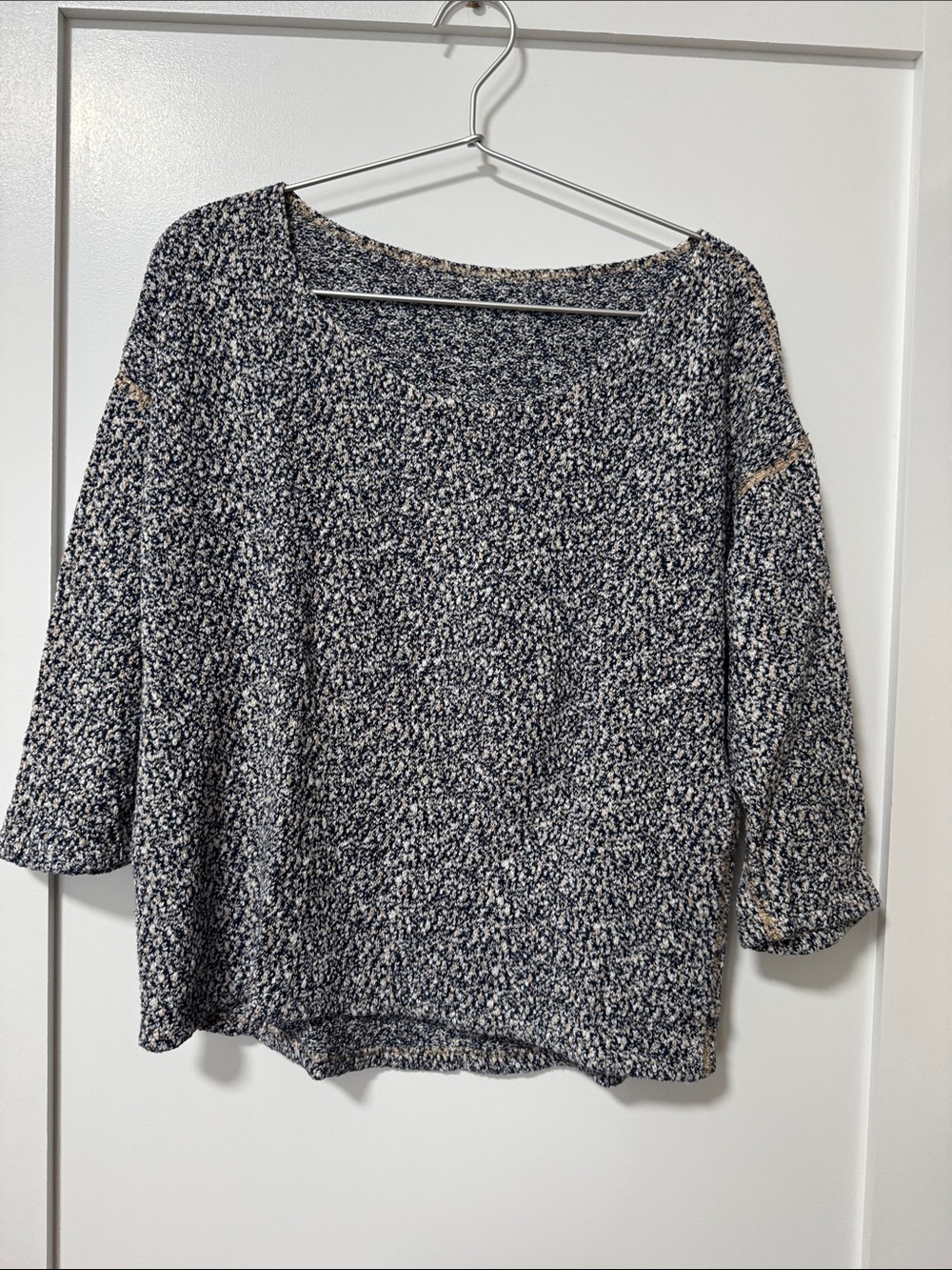American Apparel Navy and White Marled Knit Pullover